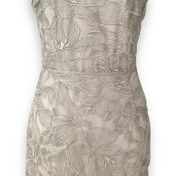 Lauren Ralph Lauren Sliver Sleeveless Floral Mesh Evening Maxi Dress Size 4 NWT - Picture 7 of 14